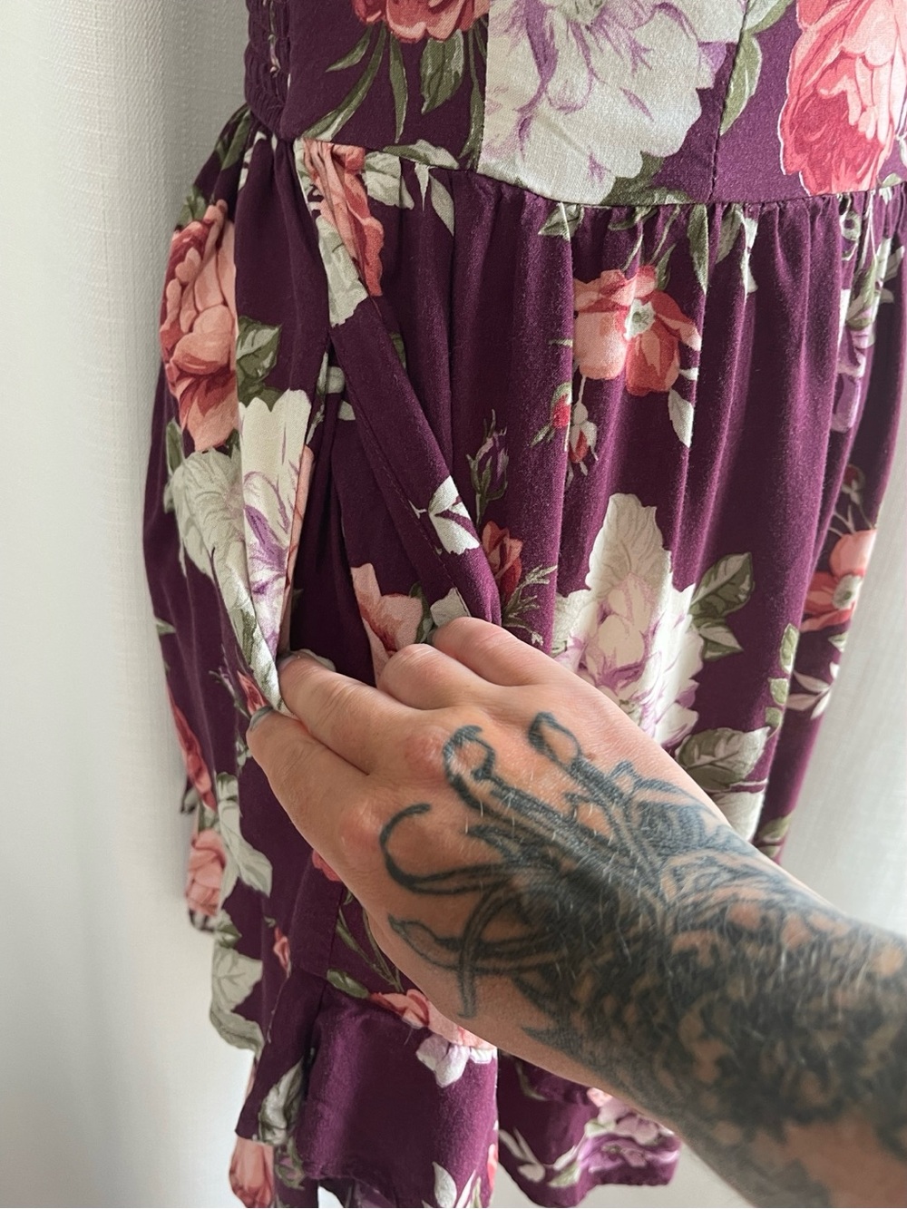 Whimsigoth Moody Floral Sweetheart Bustier Smocked Pocket Mini Dress S Boho - Picture 3 of 12